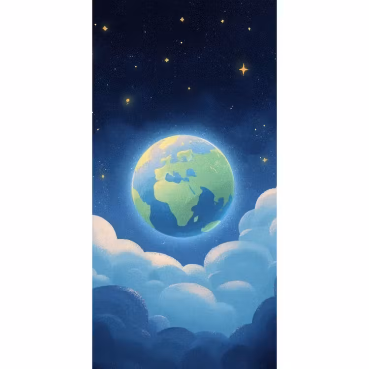 Behang - Planeet - Wolken - Sterren - Blauw — 2