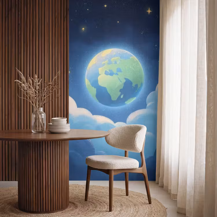 Behang - Planeet - Wolken - Sterren - Blauw — 4