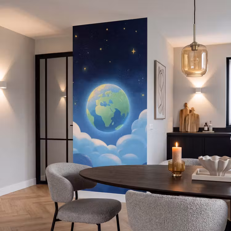 Behang - Planeet - Wolken - Sterren - Blauw — 5