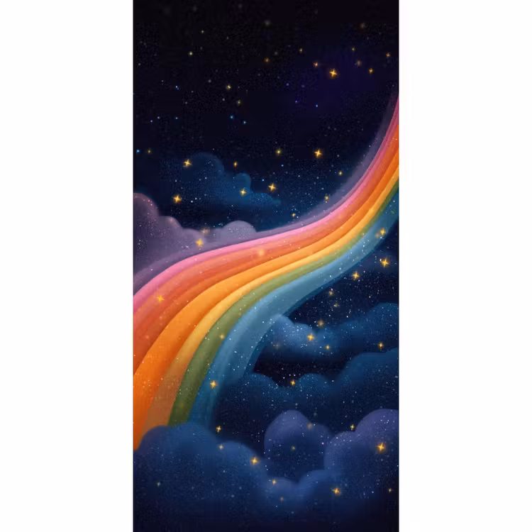 Behang - Regenboog - Sterrenhemel - Kleurrijk — 2