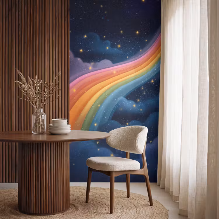 Behang - Regenboog - Sterrenhemel - Kleurrijk — 4