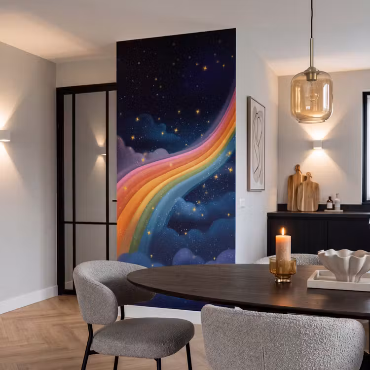 Behang - Regenboog - Sterrenhemel - Kleurrijk — 5