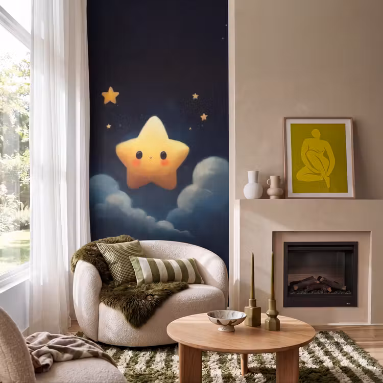 Behang - Ster - Gezichtje - Nacht - Wolken — 1