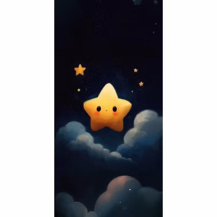 Behang - Ster - Gezichtje - Nacht - Wolken — 2
