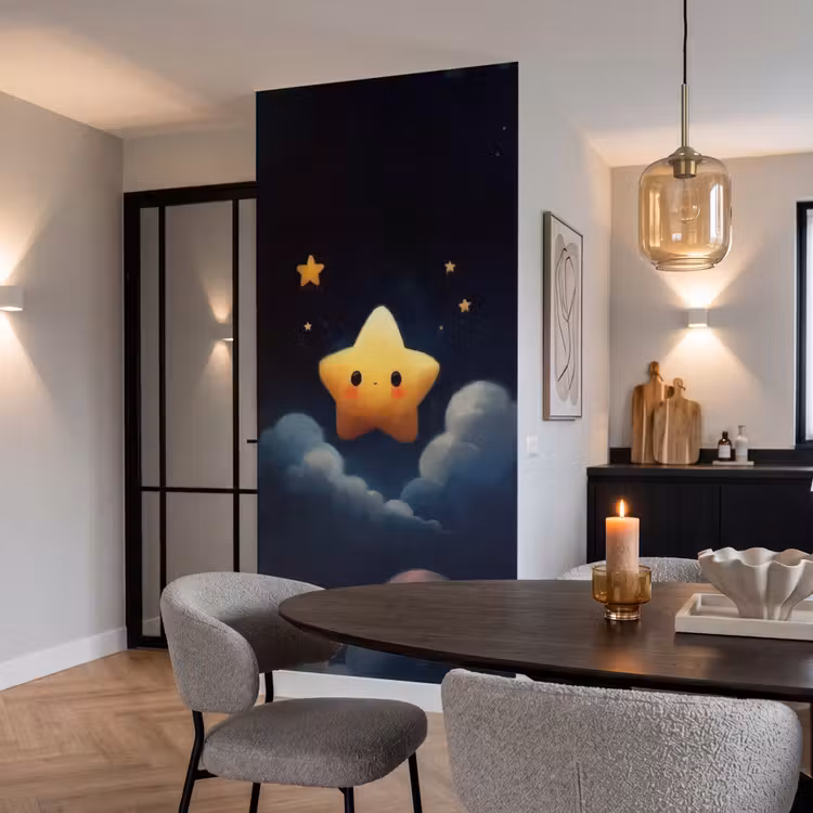 Behang - Ster - Gezichtje - Nacht - Wolken — 5