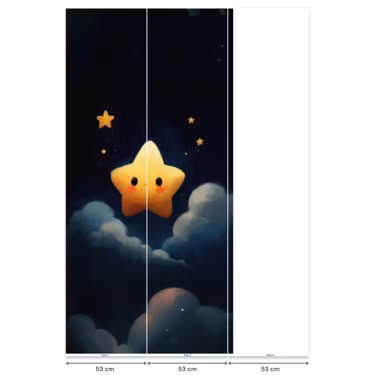 Behang - Ster - Gezichtje - Nacht - Wolken — 6