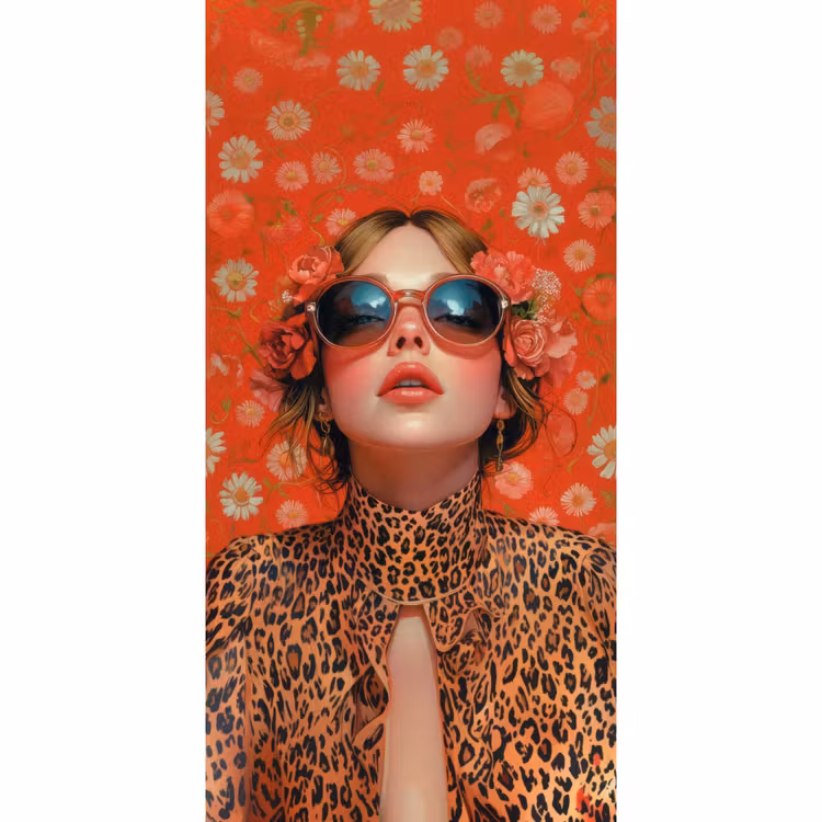 Behang - Vrouw - Kleurrijk - Dierenprint - Bloemen — 2