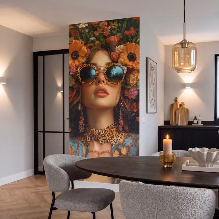 Behang - Vrouwen - Bloemen - Modern - Bril - Abstract — 5