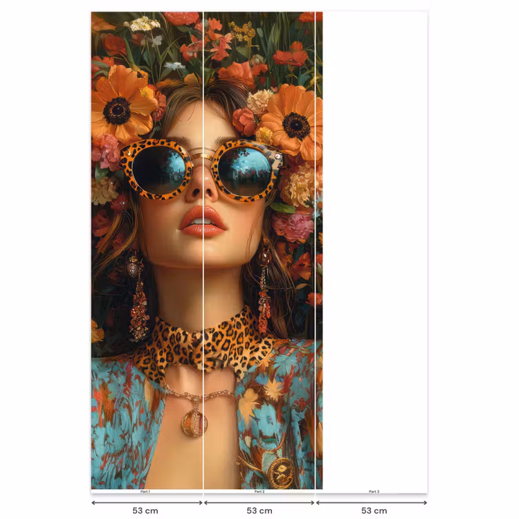 Behang - Vrouwen - Bloemen - Modern - Bril - Abstract — 6