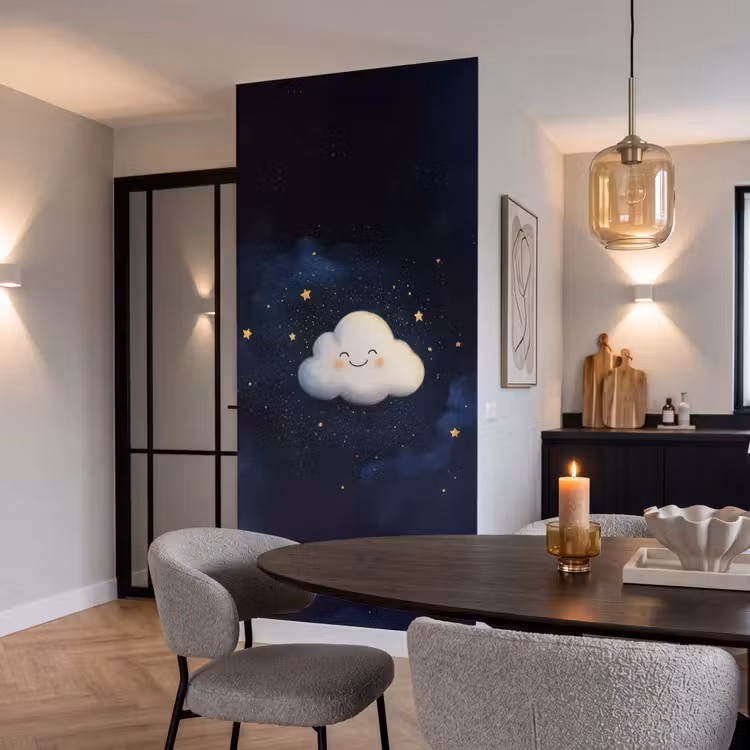 Behang - Wolkje - Gezichtje - Sterren - Donkerblauw — 5