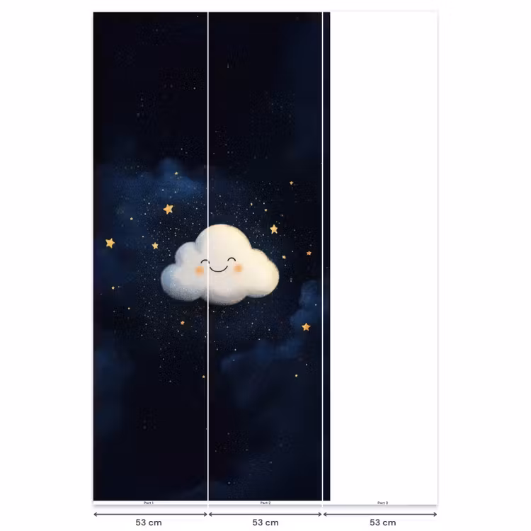 Behang - Wolkje - Gezichtje - Sterren - Donkerblauw — 6