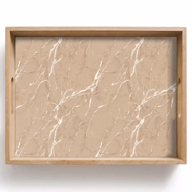 Dienblad - Beige - Marmer - Organisch - Wit — 1