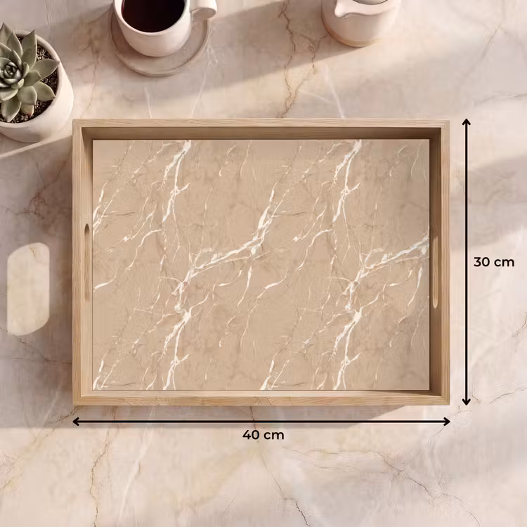 Dienblad - Beige - Marmer - Organisch - Wit — 9