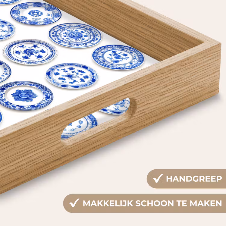 Dienblad - Borden - Bloemen - Patroon - Blauw — 5