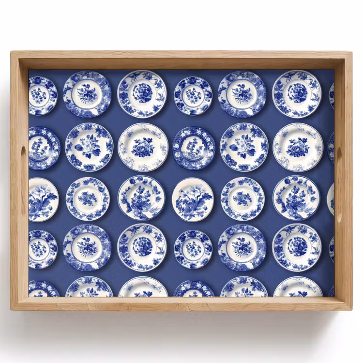 Dienblad - Borden - Floraal - Blauw — 1