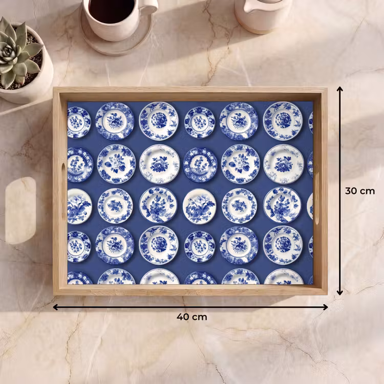 Dienblad - Borden - Floraal - Blauw — 9