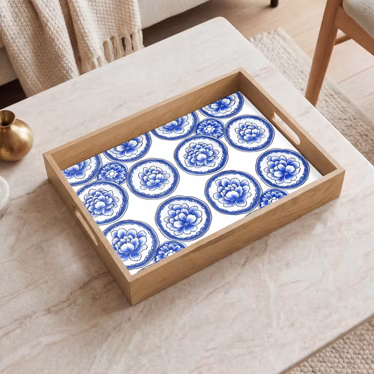 Dienblad - Cirkels - Bloemen - Blauw — 2
