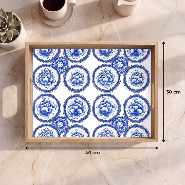 Dienblad - Cirkels - Bloemen - Blauw — 9
