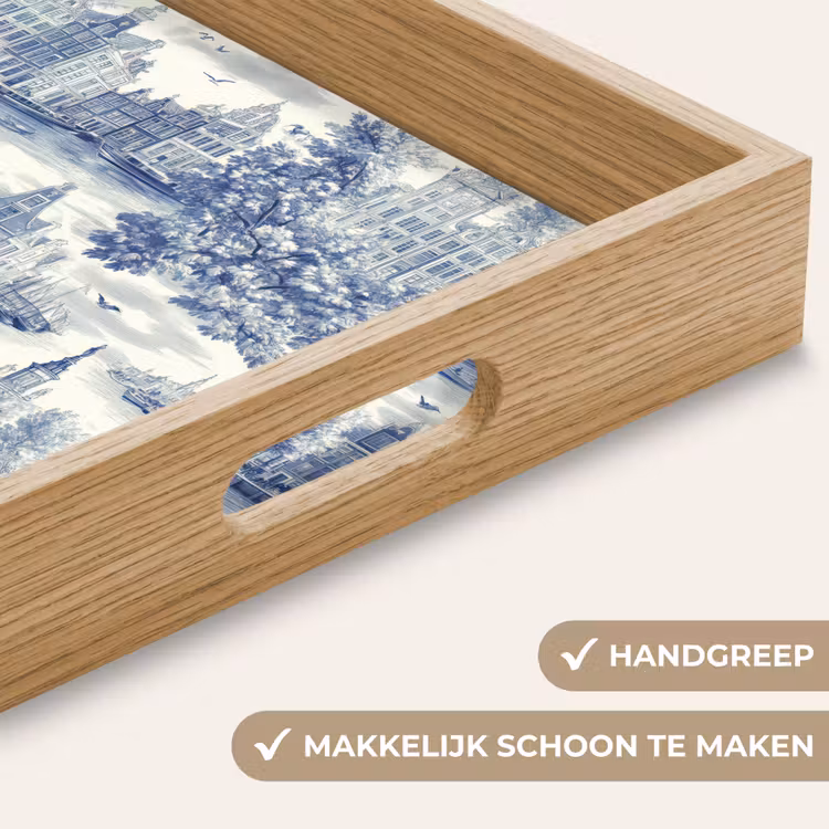 Dienblad - Huizen - Bomen - Water - Vogels - Blauw — 5