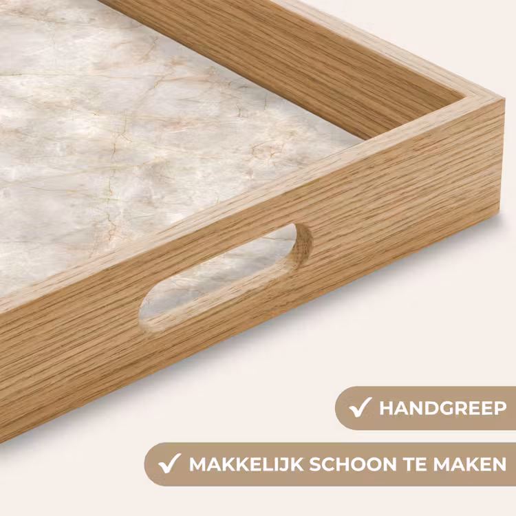 Dienblad - Lichtbeige - Goudbruine Nerven - Marmer — 5
