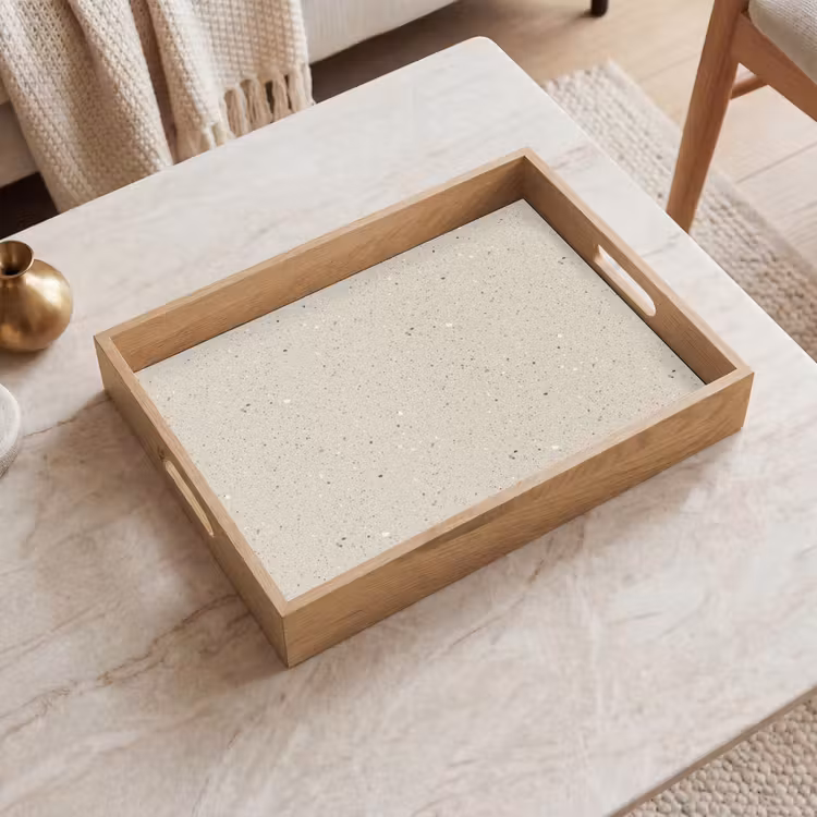 Dienblad - Lichtbeige - Terrazzo - Grijs — 2