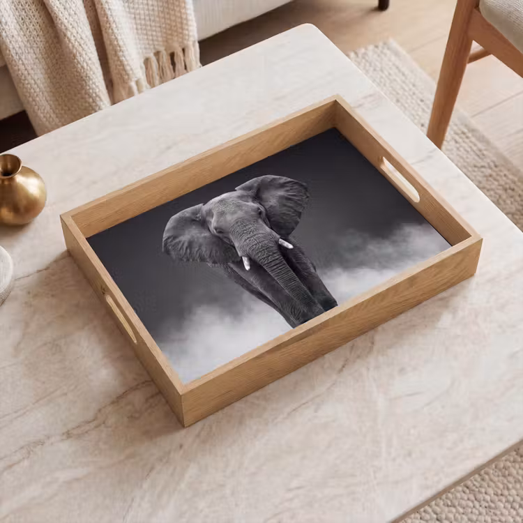 Dienblad - Olifant - Zwart - Wit - Rook — 2