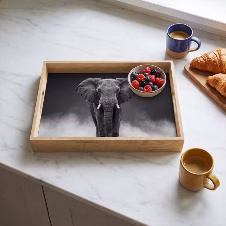 Dienblad - Olifant - Zwart - Wit - Rook — 4