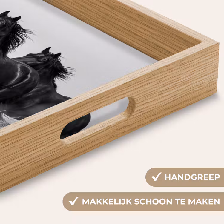 Dienblad - Paarden - Gras - Zwart - Wit — 5