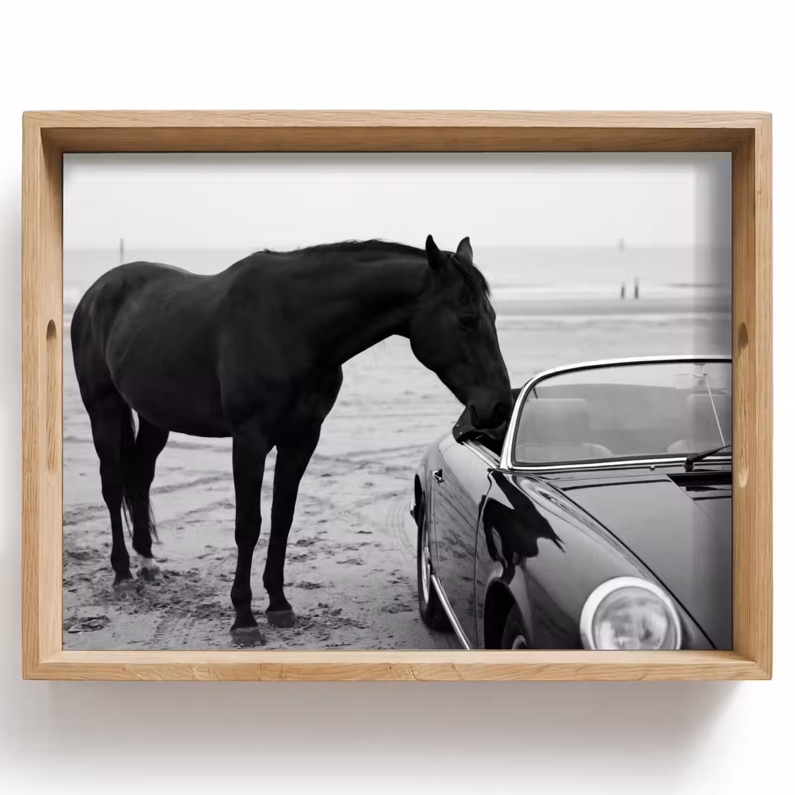 Dienblad - Paard - Auto - Zwart - Wit — 1