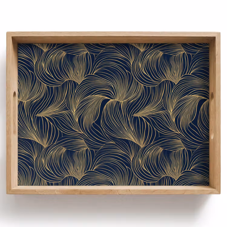 Dienblad - Abstract - Lijnen - Blauw - Goud — 1