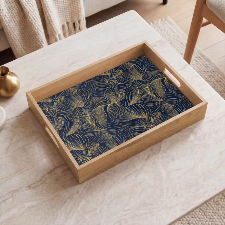 Dienblad - Abstract - Lijnen - Blauw - Goud — 2