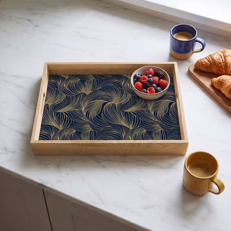 Dienblad - Abstract - Lijnen - Blauw - Goud — 4