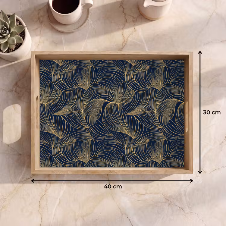 Dienblad - Abstract - Lijnen - Blauw - Goud — 9