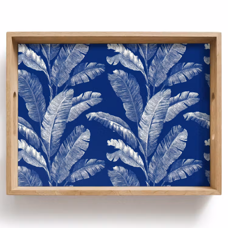 Dienblad - Blad - Palm - Blauw — 1