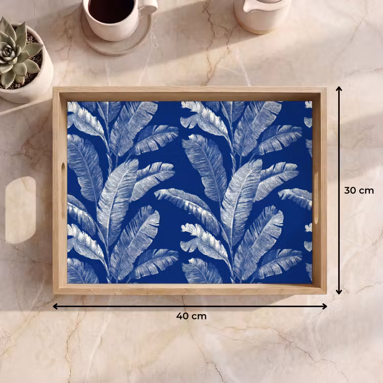 Dienblad - Blad - Palm - Blauw — 9