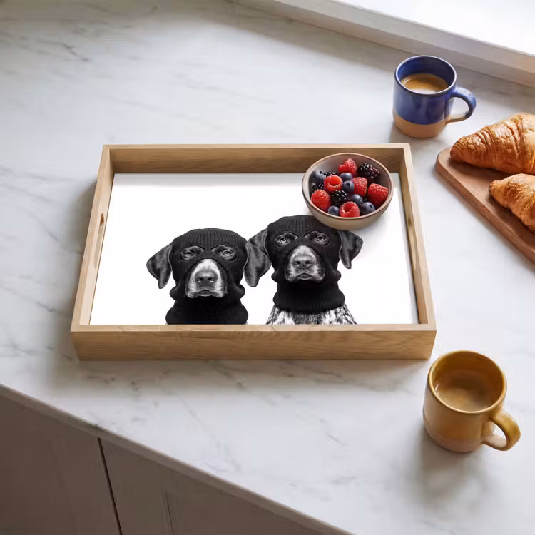 Dienblad - Honden - Bivakmuts - Zwart - wit — 4