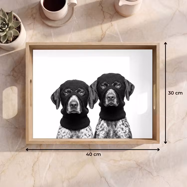 Dienblad - Honden - Bivakmuts - Zwart - wit — 9