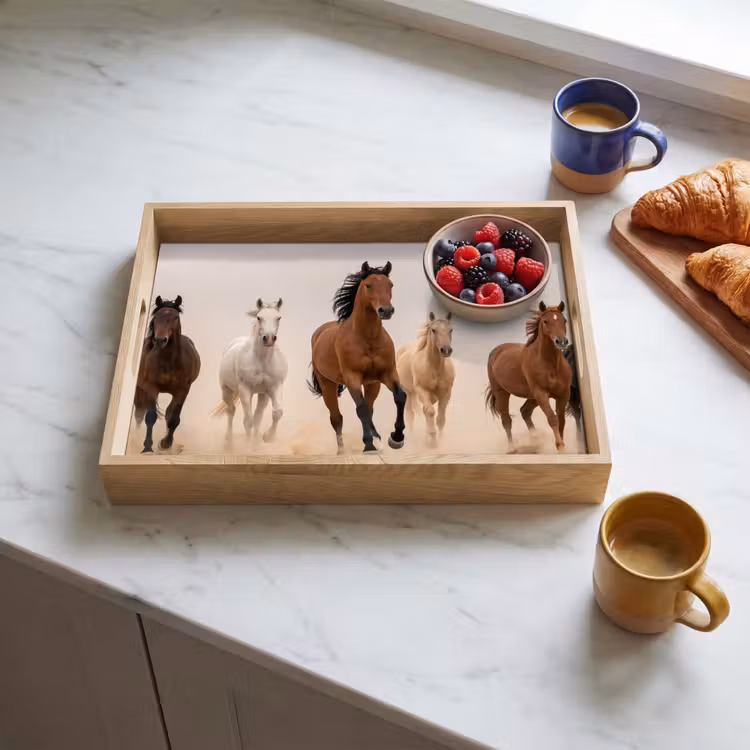 Dienblad - Kudde paarden - Stofwolk - Bruin - Zwart — 4