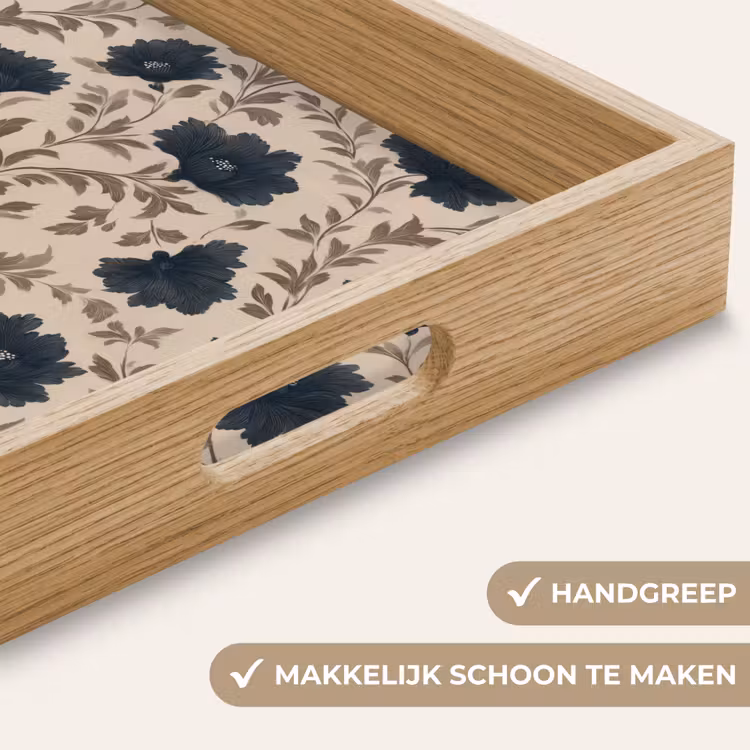 Dienblad - Motief - Bloemen - Zwart - Beige — 5