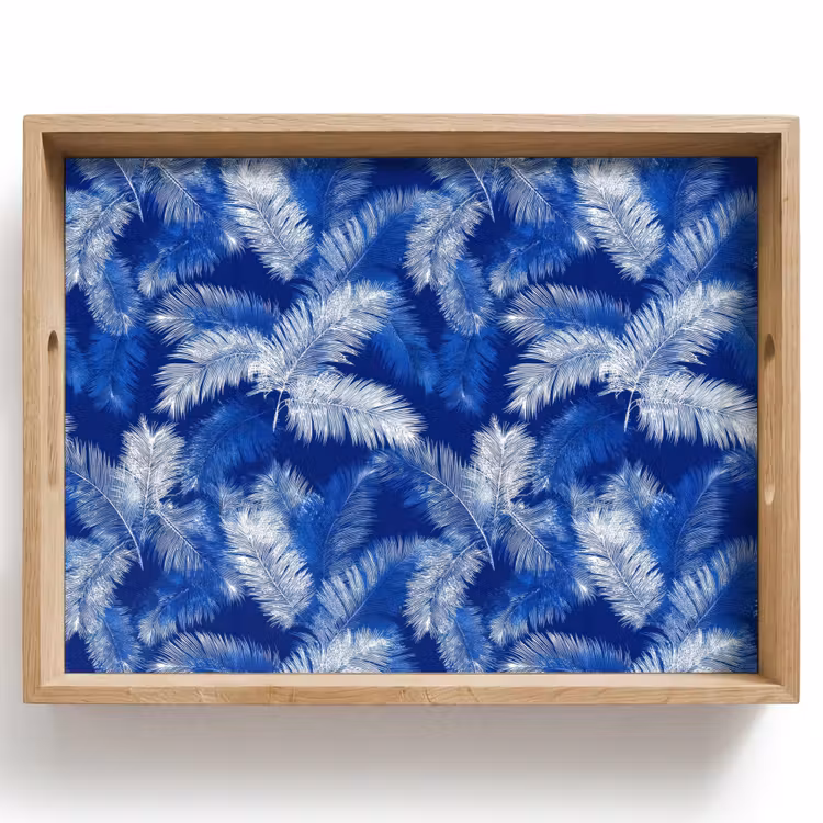 Dienblad - Palmblad - Patroon - Blauw — 1
