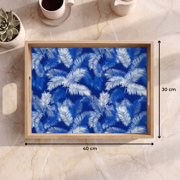 Dienblad - Palmblad - Patroon - Blauw — 9