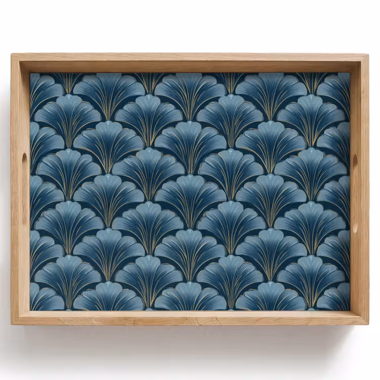 Dienblad - Patroon - Ginkgoblad - Blauw — 1