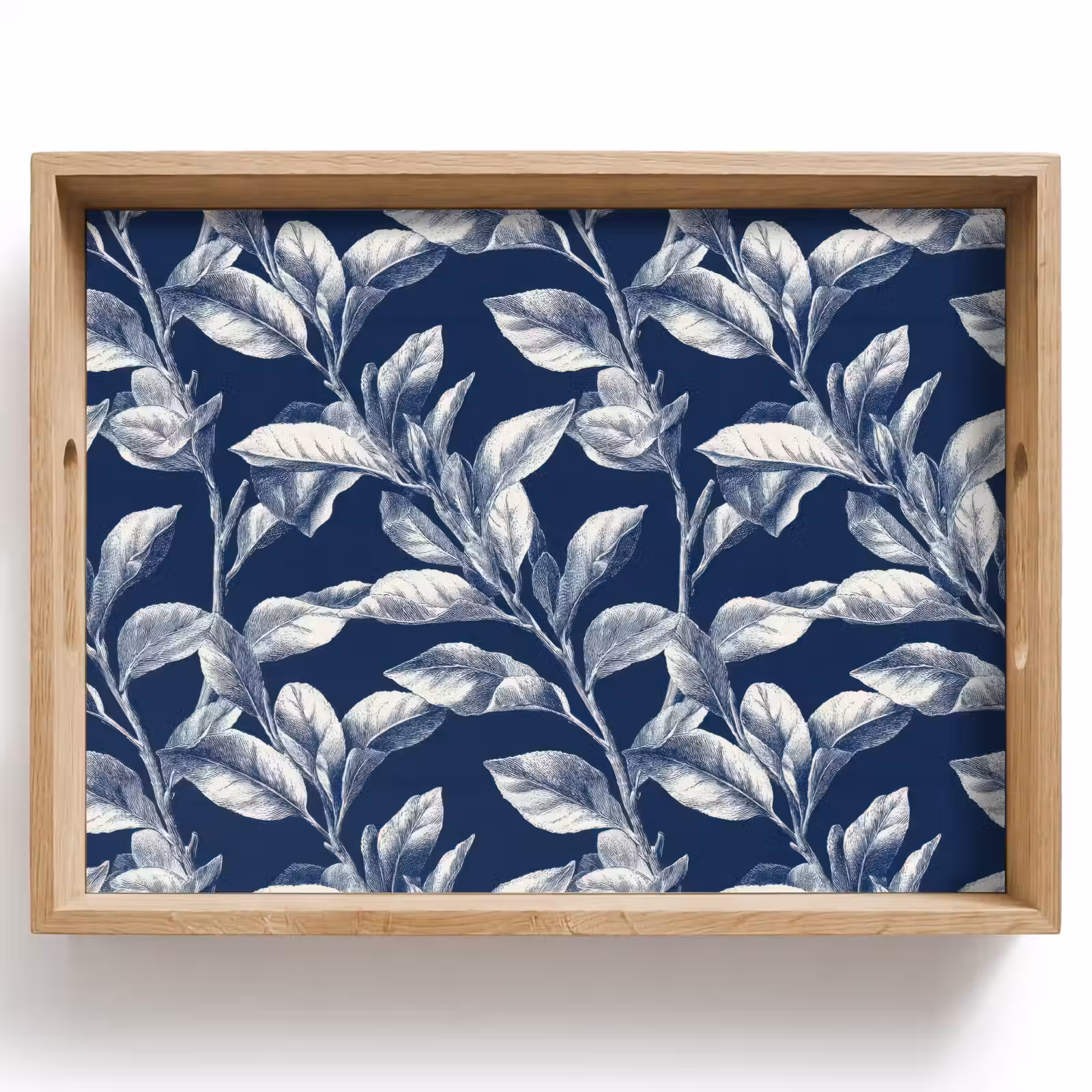 Dienblad - Botanisch - Patroon - Blauw — 1