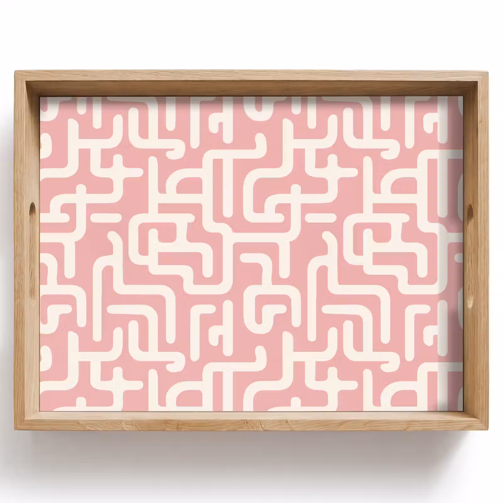 Dienblad - Doolhofpatroon - Roze - Wit - Abstract — 1