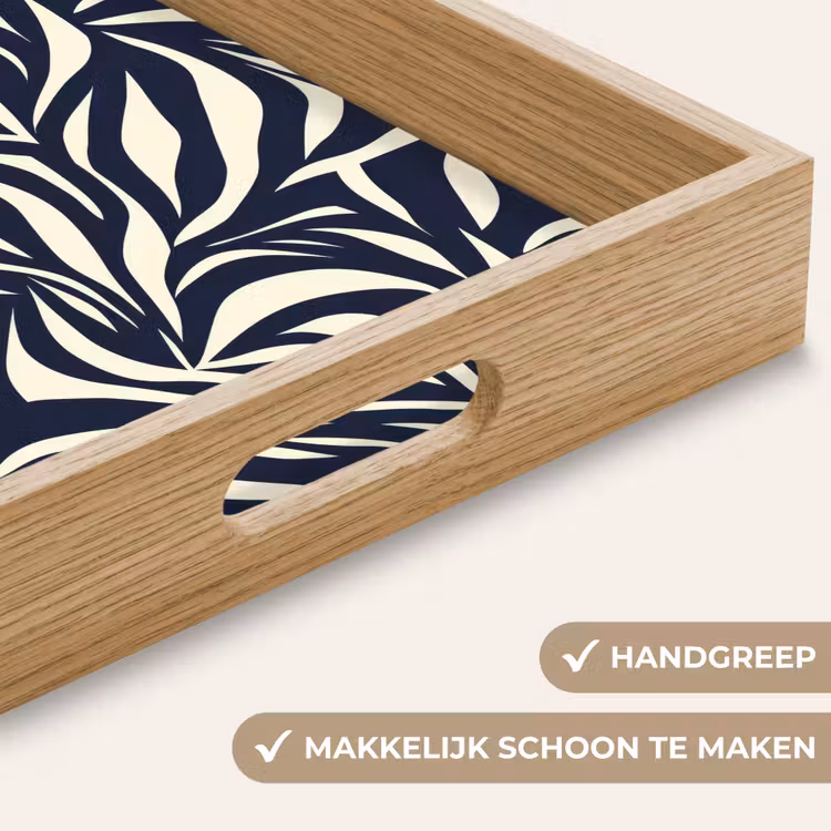 Dienblad - Bladvormen - Blauw - Patroon - Wit — 5