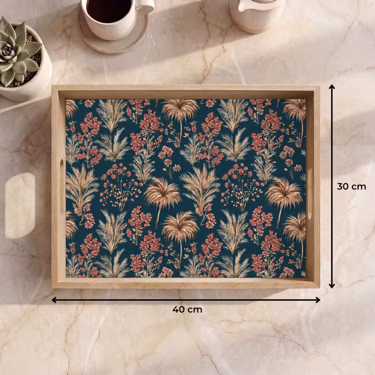 Dienblad - Botanisch - Patroon - Blauw — 9