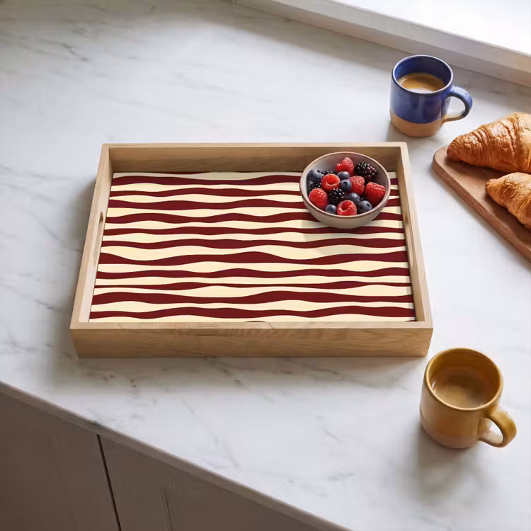 Dienblad - Golven - Rood - Patroon - Crème — 4