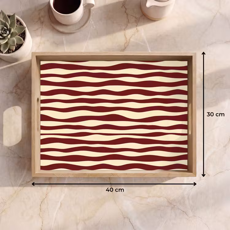 Dienblad - Golven - Rood - Patroon - Crème — 9