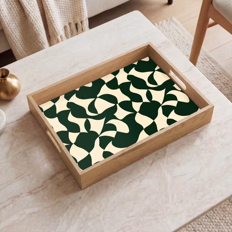Dienblad - Groen - Organische vlakken - Crème — 2