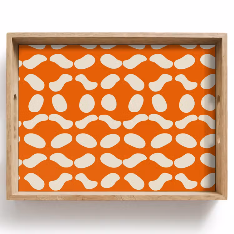 Dienblad - Oranje - Organische vormen - Wit — 1